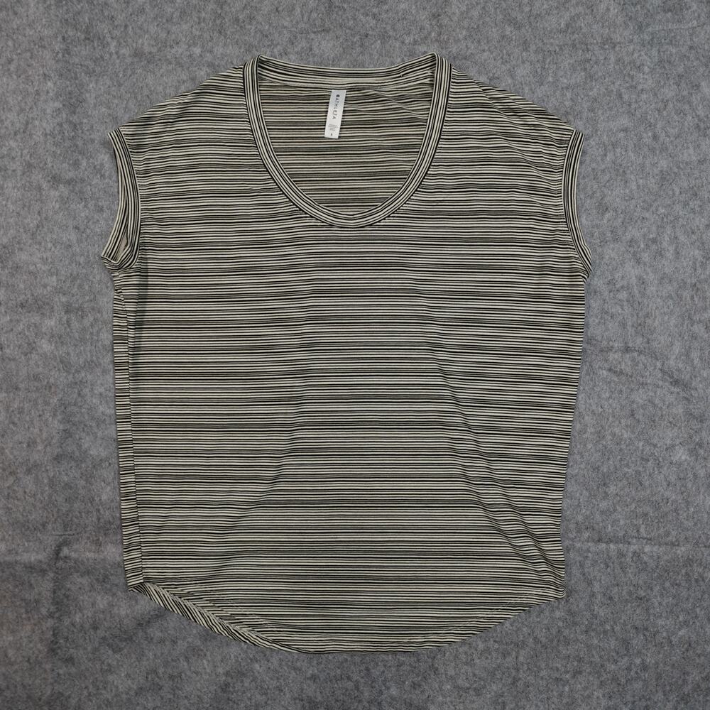 Athleta Top Womens Small Cloudlight Stratus Tee Gray Striped Cap Sleeve Scoop